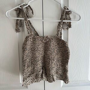 Spotted Beige Tie Top